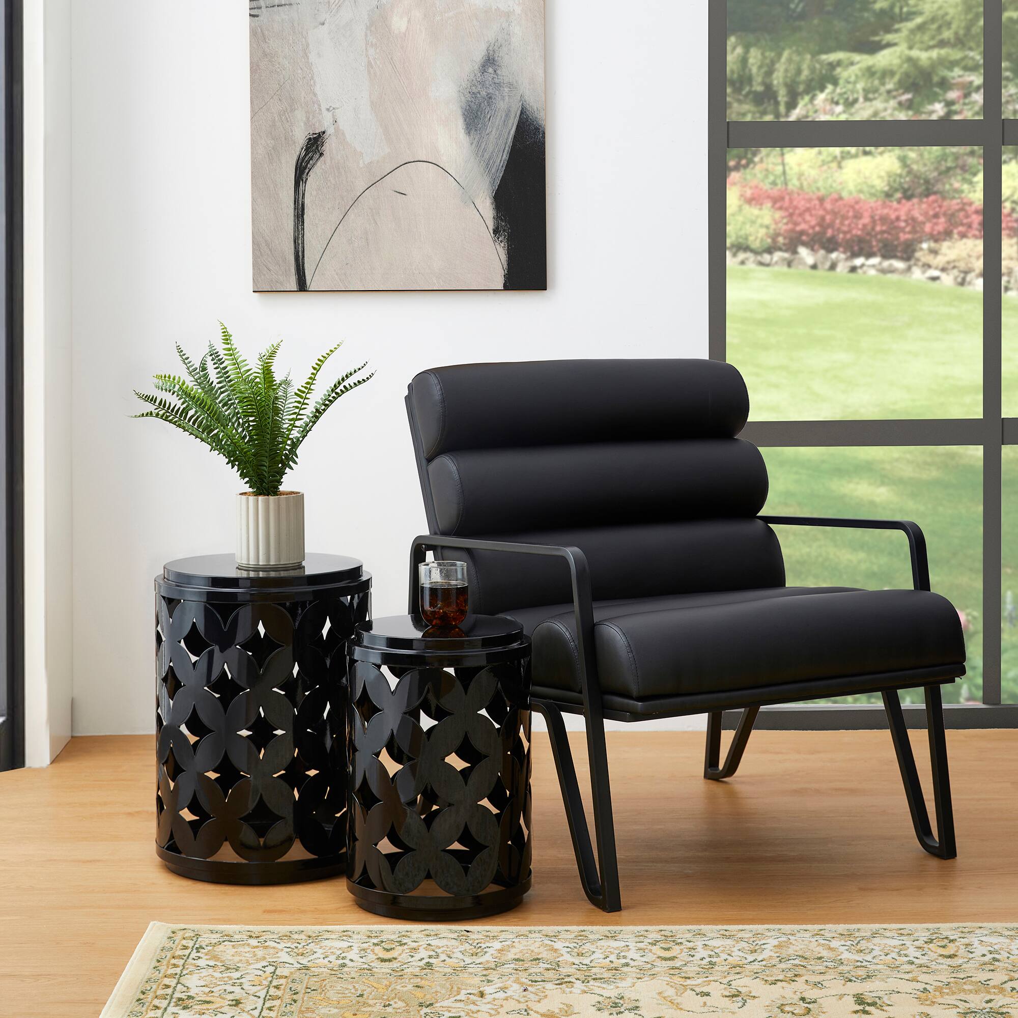 Glitzhome® Modern Heavy Duty Metal Frame Side Table Set